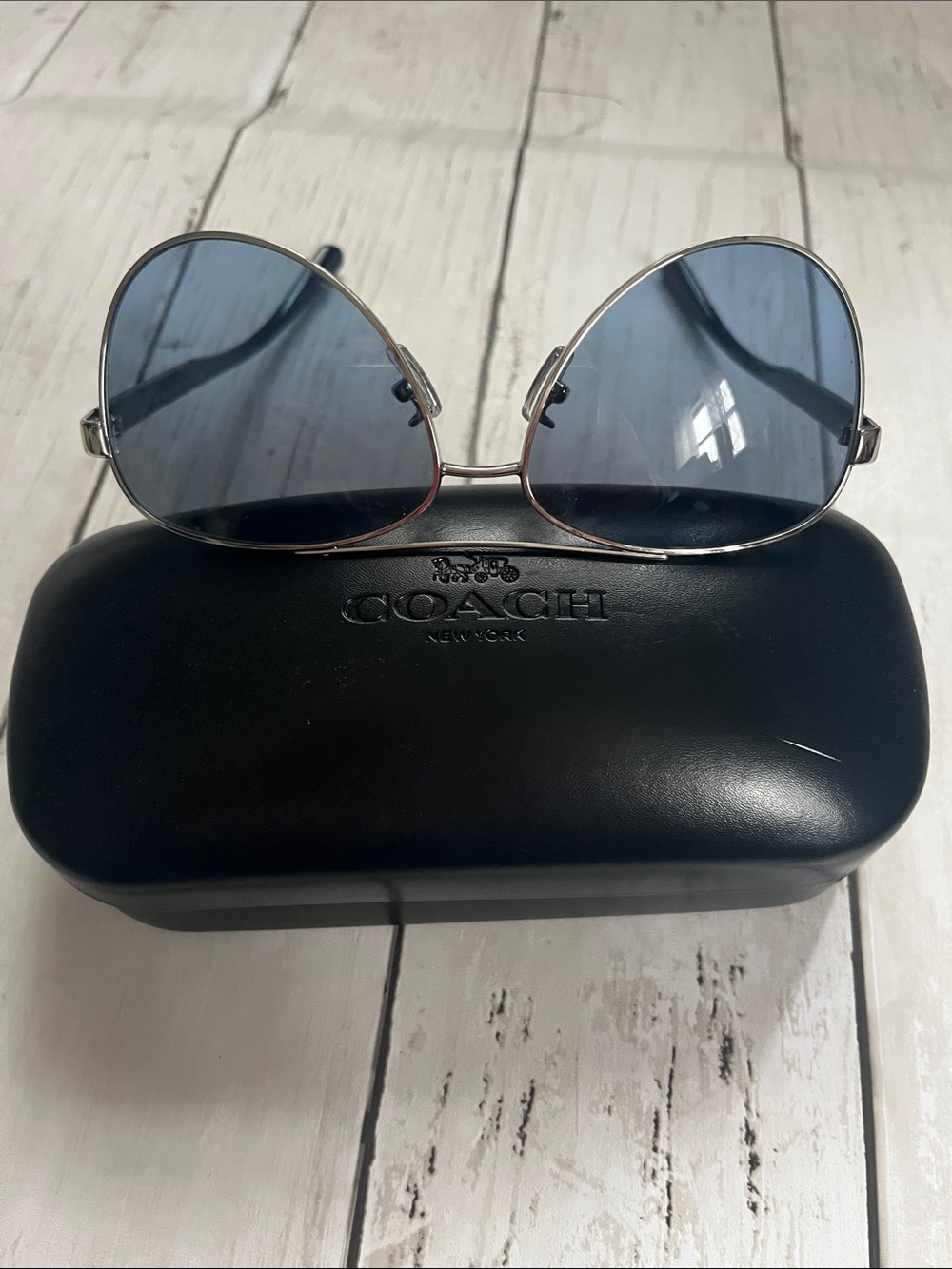 Coach Aviator Sunglasses in Blue and Silver-Tone - Picture 6 of 9